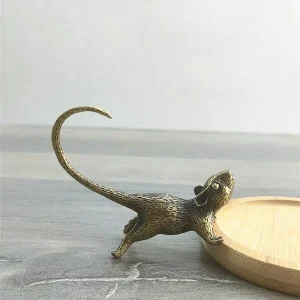 1pc Vintage Bronze-Color Fortune Rat Tea Pet Small Figurine Decor Bronze