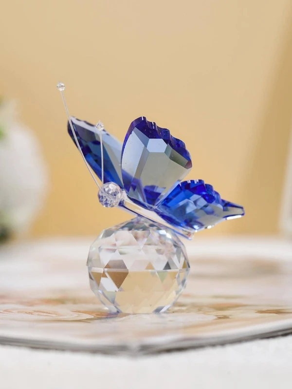 1pc  Artificial Crystal Decoration Craft, Modern Butterfly Shaped Decoration Object For Home Multicolor