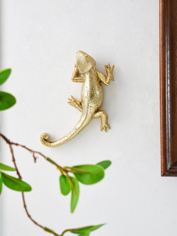 1pc ABS Wall Decoration, Creative Gold Lizard Design Hanging Decoration For Home Gold