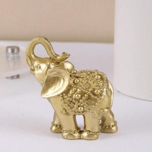 1pc Lucky Elephant Home Decoration Ornament,Cute Ornament, Home Living Room Bar Cafe Decor Ornament, Room Decor Tabletop Display Ornament Gold