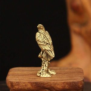 1pc Brass Eagle Sculpture, Living Room Office Desktop Decoration, Brass Ornament Crafts Gold