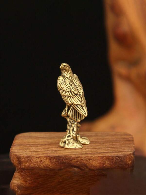 1pc Brass Eagle Sculpture, Living Room Office Desktop Decoration, Brass Ornament Crafts Gold