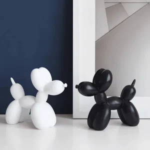 1pc Handmade Resin Balloon Dog Statue Ornament - Cute White Animal Sculptures For Home Decoration And Valentine's Day Gifts, Birthday Gifts Black