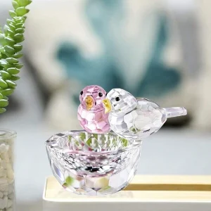 1pc Crystal Bird Statue Collectible Art Glass Animal Figurine For Table Home Decoration Small Transparent Glass Bird Ornament Multicolor