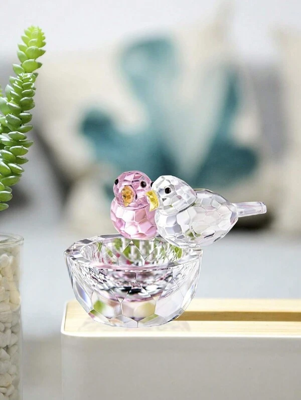 1pc Crystal Bird Statue Collectible Art Glass Animal Figurine For Table Home Decoration Small Transparent Glass Bird Ornament Multicolor