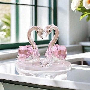 1pc Dreamy Crystal Swan Desktop Ornament Home Decor Multicolor