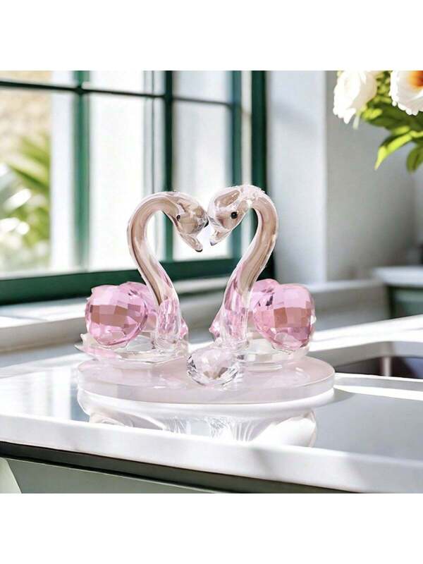 1pc Dreamy Crystal Swan Desktop Ornament Home Decor Multicolor