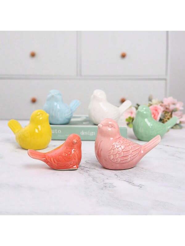 1pc Lovely Bird Figurine Simulated Ornament Modern Simple Living Room, Study, TV Cabinet Home Ceramic Decoration Multicolor