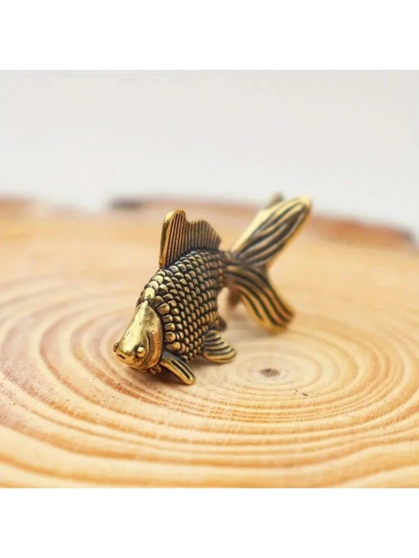 1pc Vintage Brass Goldfish Statue - Lucky Charm Animal Sculpture For Home & Desk Decor, Perfect Gift For Valentine'S Day, Halloween, Thanksgiving, Mother'S & Father'S Day Bronze