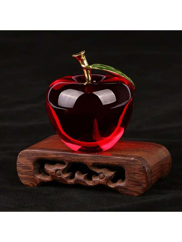 1pc Crystal Apple Creative Gift, Holiday Decoration Handicraft, Car & Home Decoration Ornament 1pcs