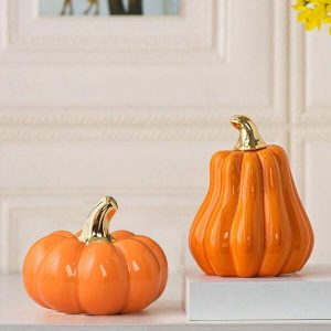 Halloween Pumpkin Decoration,Simple And Modern Ceramic Crafts Pumpkin Shaped Decoration, Dining Table Table DecorationsSuitable For Desk, Office And Home Decor,Christmas Multicolor