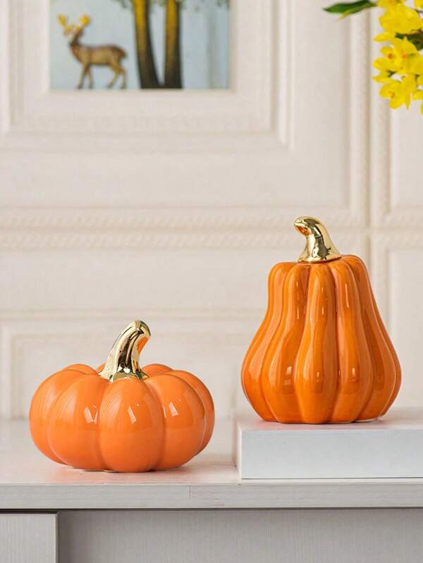 Halloween Pumpkin Decoration,Simple And Modern Ceramic Crafts Pumpkin Shaped Decoration, Dining Table Table DecorationsSuitable For Desk, Office And Home Decor,Christmas Multicolor