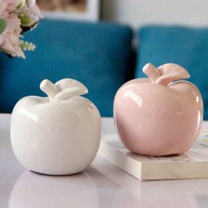 1pc Apple Shaped Ceramic Decoration, Luxury Style Glossy Finish, Craftwork Suitable For Halloween, Christmas, Desk, Office, Bookshelf, Foyer, Living Room Home Decor Multicolor