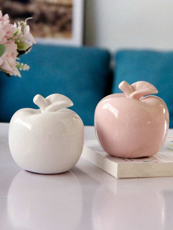 1pc Apple Shaped Ceramic Decoration, Luxury Style Glossy Finish, Craftwork Suitable For Halloween, Christmas, Desk, Office, Bookshelf, Foyer, Living Room Home Decor Multicolor