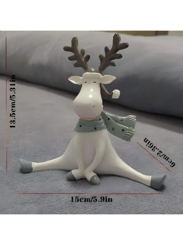 1pc Rustic Resin Reindeer Figurine, Cute Splitting Cartoon Deer, Festive Tabletop Decor For Room And Retail Display, Perfect Holiday Gift, Christmas Theme Gifts, Wedding Gifts, European Home Decoration, Cake Shop Partition Personalized Decoration, Home Living Room TV Cabinet Desk Bookcase Entrance Ornaments, Car Decoration Ornaments White