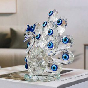 1pc Blue Crystal Peacock Decoration, Exquisite Home Decoration For Living Room, Desktop, Car, Etc., Creative Design Multicolor