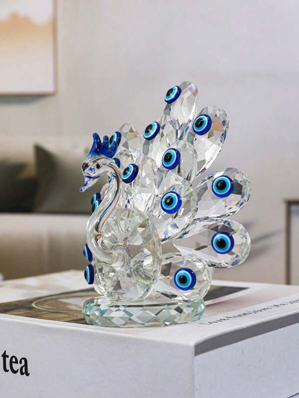 1pc Blue Crystal Peacock Decoration, Exquisite Home Decoration For Living Room, Desktop, Car, Etc., Creative Design Multicolor