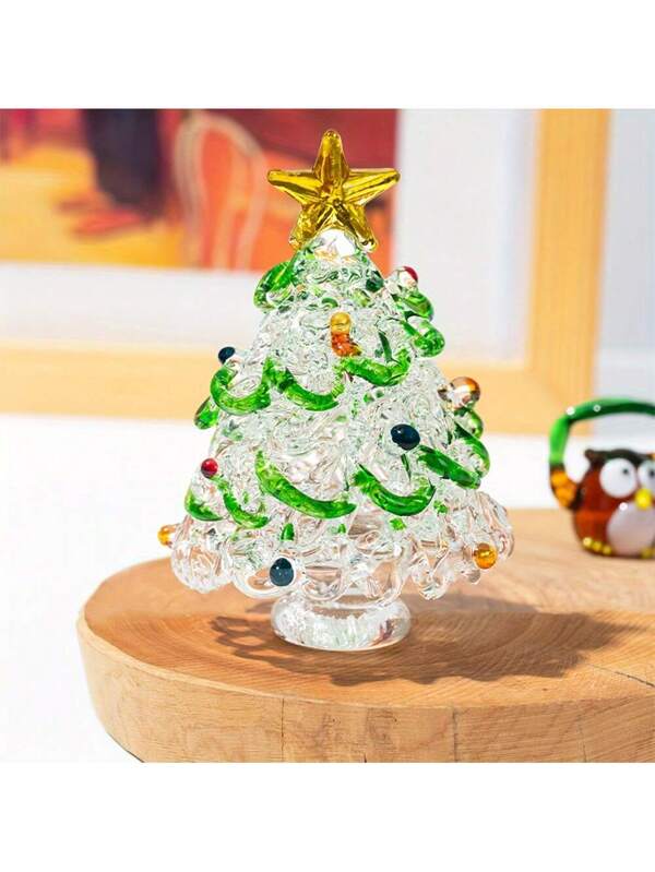 Christmas Decoration 2.59-Inch Hand-Painted Glass Christmas Tree Ornament - Unique Hand-Dyed Home Decor, Suitable For Holidays, Valentine's Day & Birthday Gifts, Battery-Free Multicolor