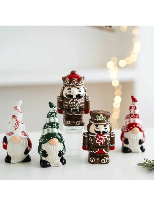 1PC Creative Christmas Decoration Tabletop Decoration, Home Living Room Decoration Ceramic Old Soldier Seasoning Pot Holiday Gifts Multicolor