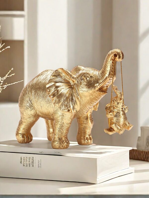 1pc Resin Elephant Crafts, Creative Artwork Mother And Child Elephant Swing Home Decoration For Living Room Tv Cabinet Table Display Gift Multicolor