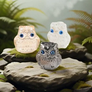 Owl Blue Eyes Crystal Crafts Glass Parent Child Decoration Ornament Decoration Decoration Living Room Home Decoration Random Color 1pc Multicolor