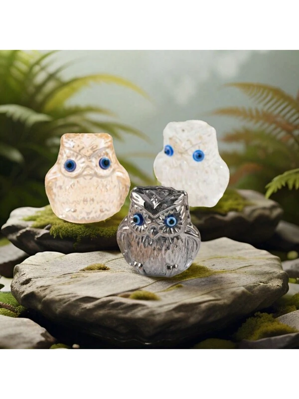 Owl Blue Eyes Crystal Crafts Glass Parent Child Decoration Ornament Decoration Decoration Living Room Home Decoration Random Color 1pc Multicolor